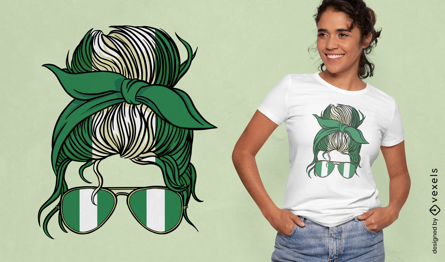 Design de camiseta feminina com bandeira da Nigéria