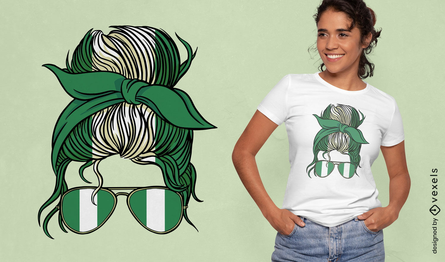 Nigerian flag woman t-shirt design