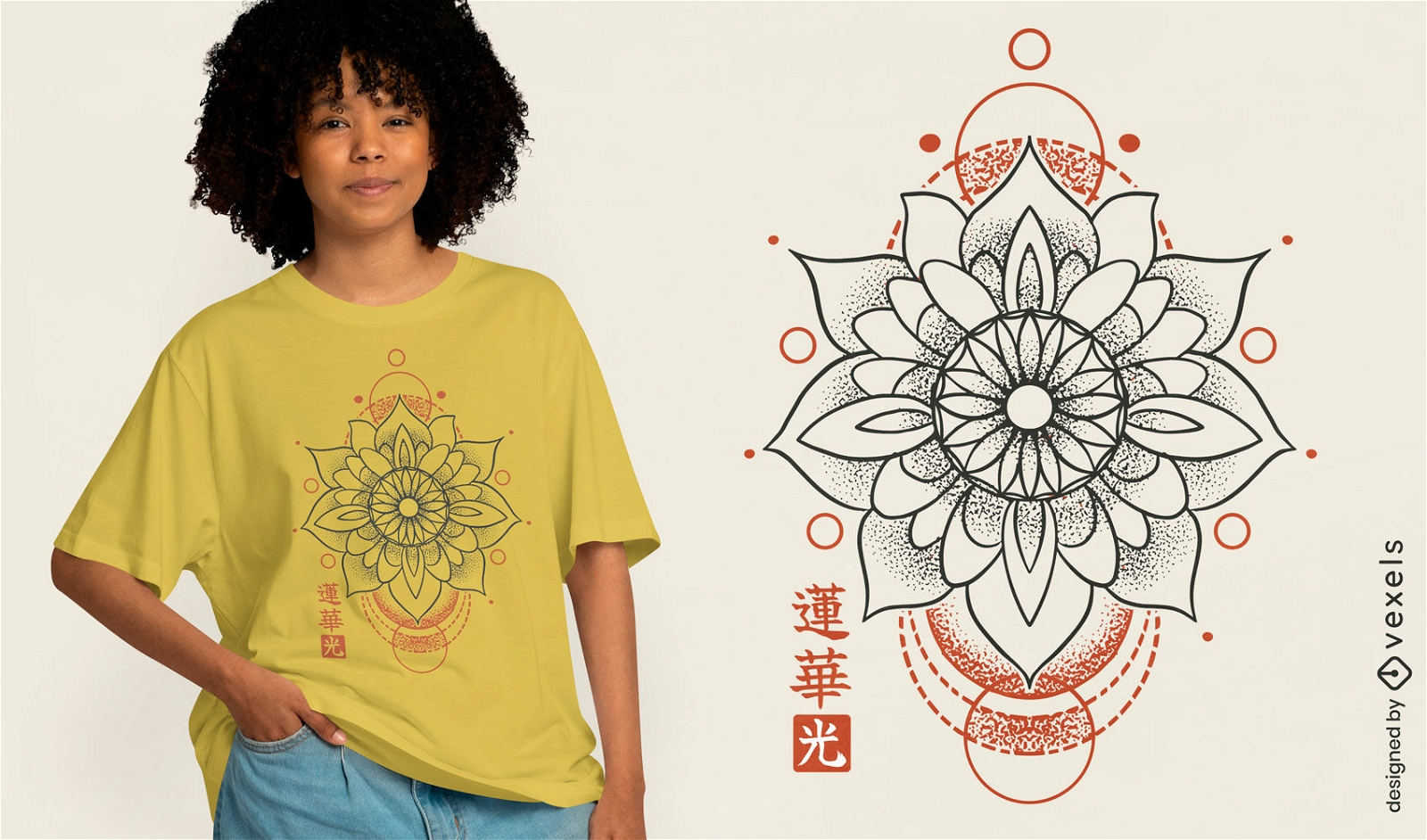 Diseño de camiseta de mandala chino.