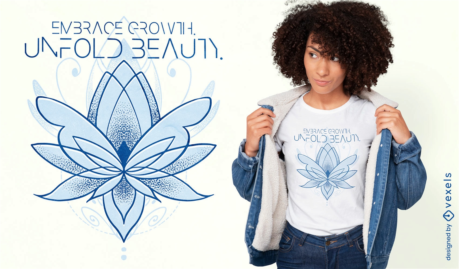 Blaues Lotusblüten-T-Shirt-Design