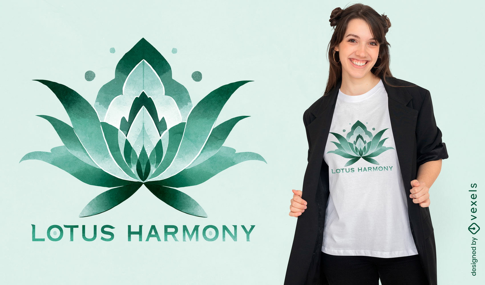 Lotus-Harmonie-grünes T-Shirt-Design