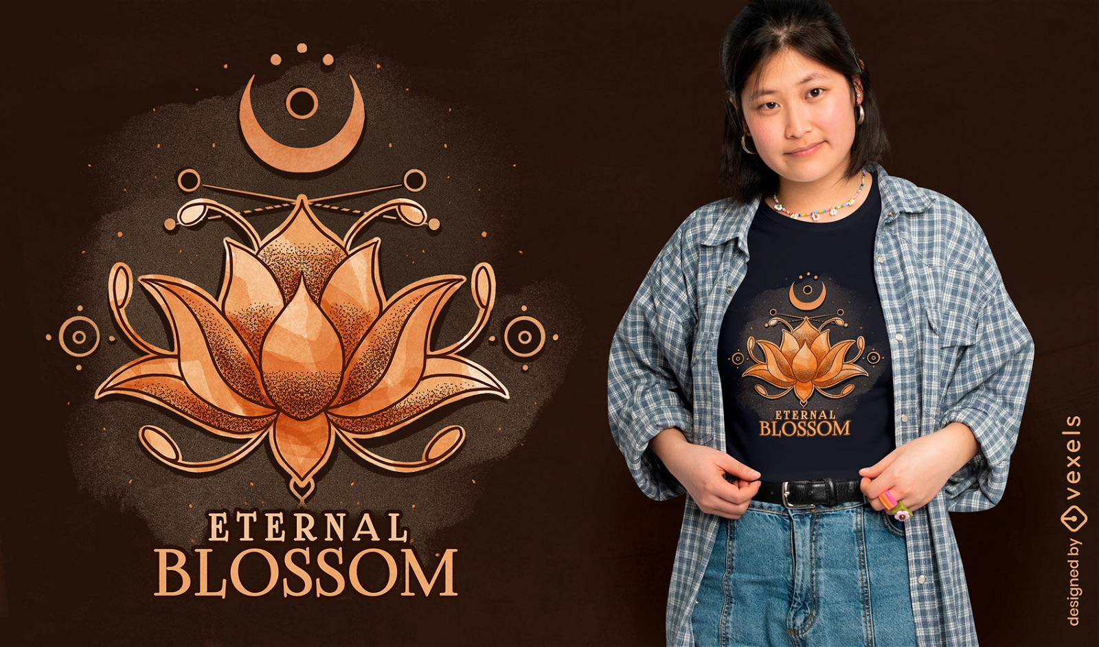 Camiseta espiritual de flores de lótus psd