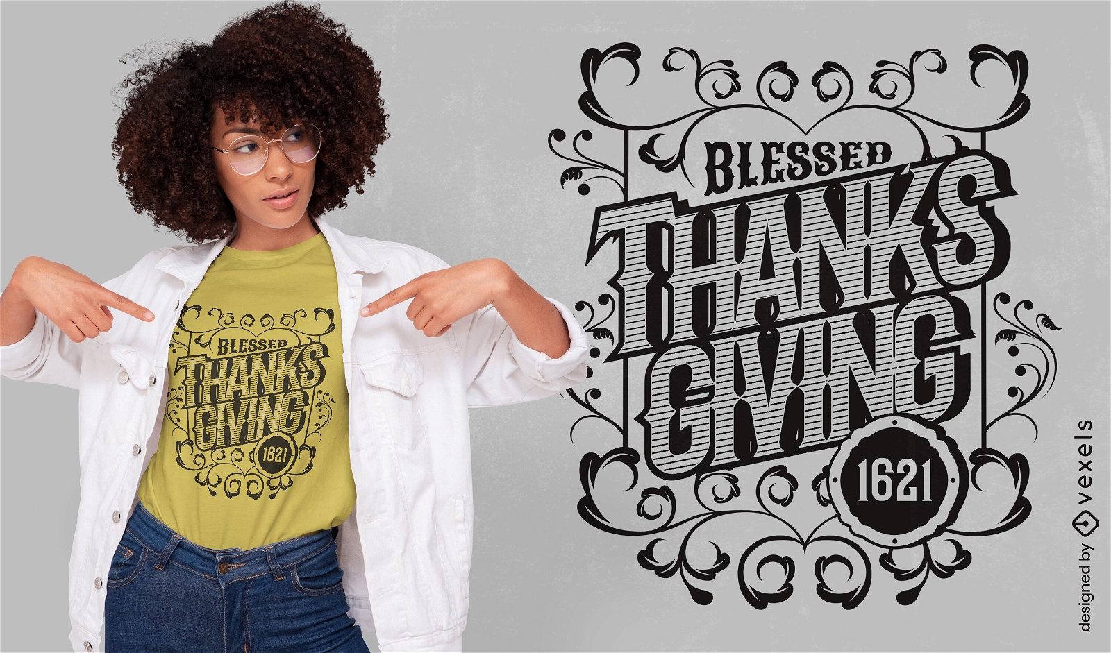 Gesegnetes Thanksgiving-Vintage-T-Shirt-Design
