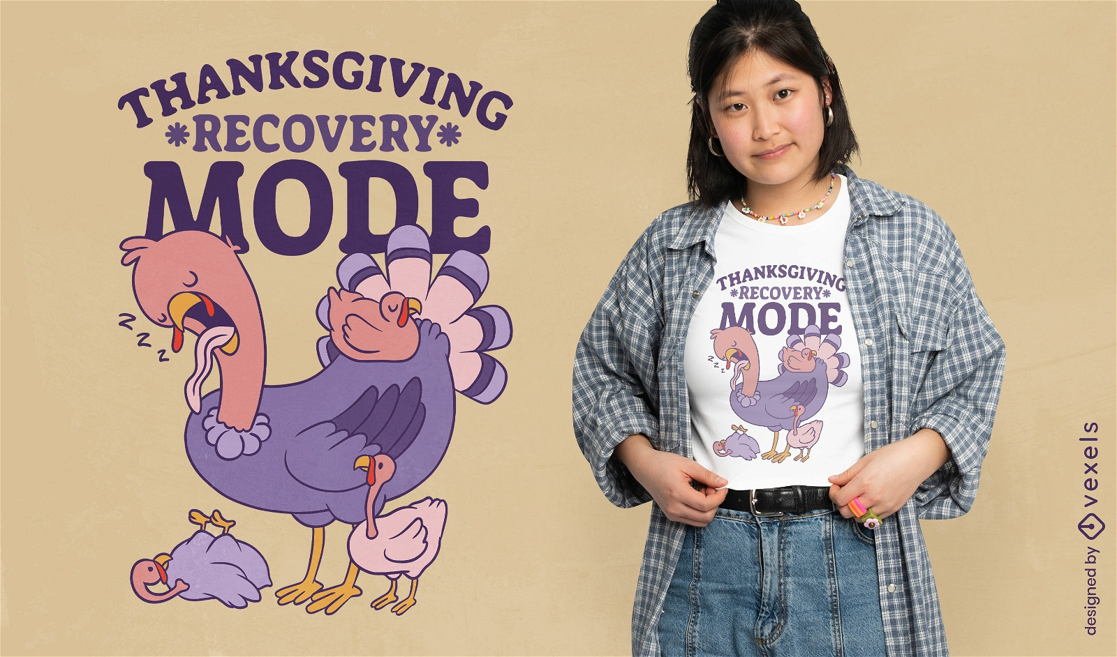 Thanksgiving sleepy turkey t-shirt design