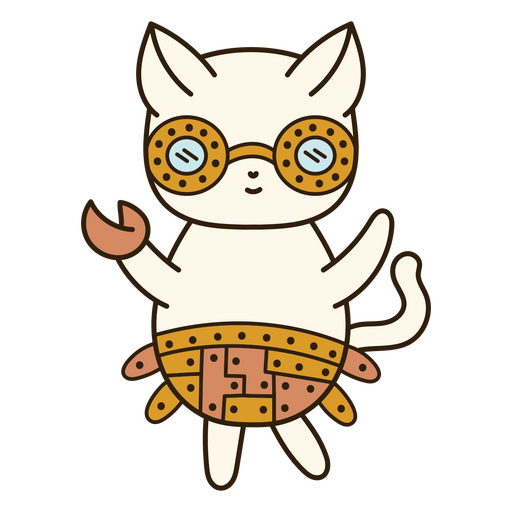Whimsical steampunk cat illustration PNG Design