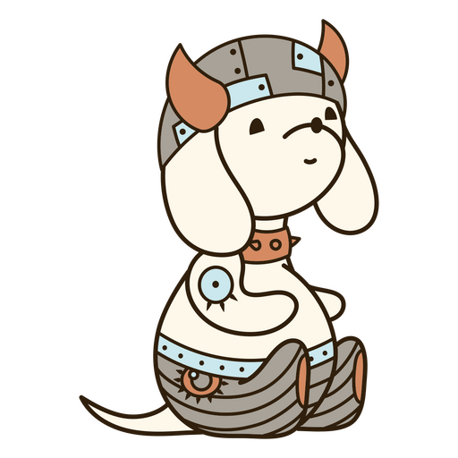 Lindo perro de dibujos animados con un diseño de traje vikingo. Diseño PNG