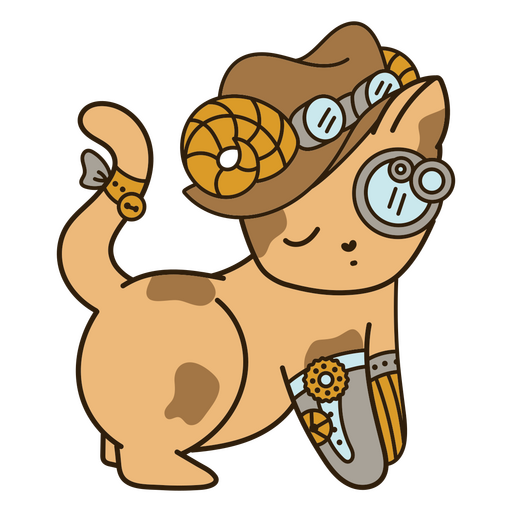 Niedliches mechanisches Katzencharakter-Illustrationsdesign PNG-Design