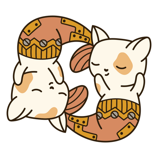 Linda ilustración de cyborg con temática de gato Diseño PNG