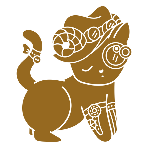 Design fofo de gato steampunk com óculos e acessórios para design de camiseta Desenho PNG