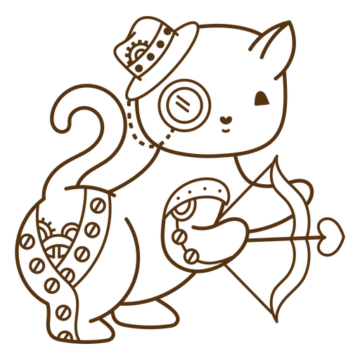 Niedliches Steampunk-Katzen-Charakterdesign PNG-Design