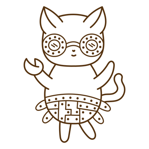 Whimsical cat in goggles with mechanical details design PNG Design