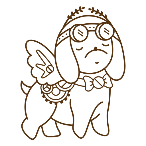Cute steampunk dog illustration PNG Design