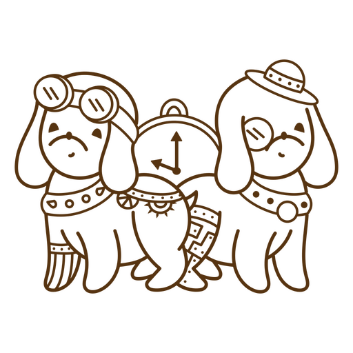 Ilustração de cachorro brincalhão com acessórios steampunk Desenho PNG