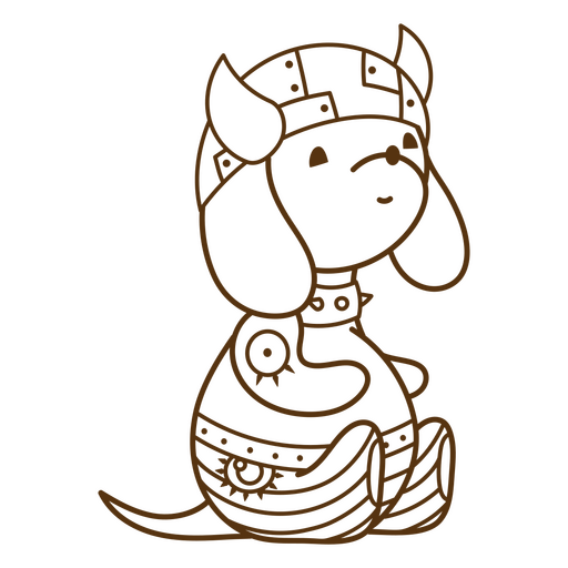 Cute dog warrior character illustration PNG Design