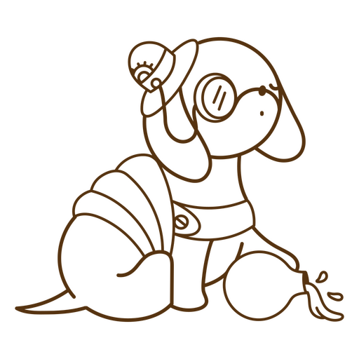 Playful snail dog character design PNG Design