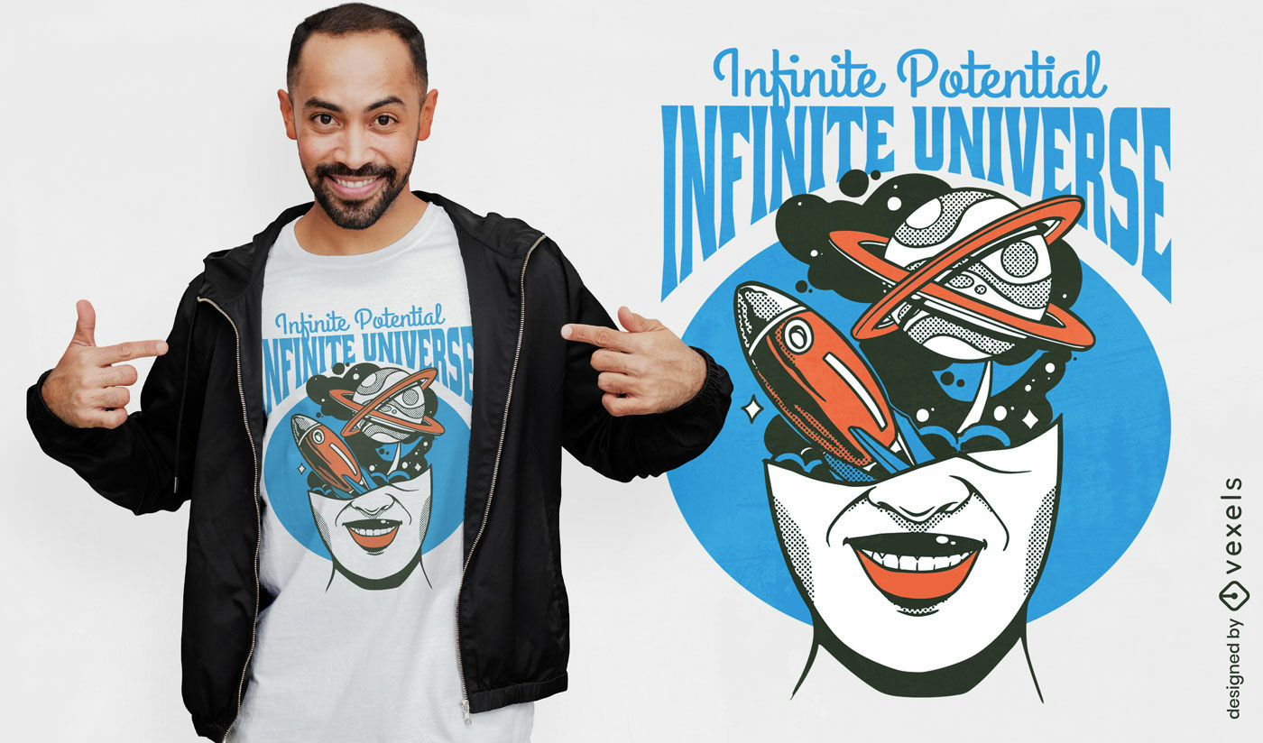 Diseño de camiseta de universo infinito.