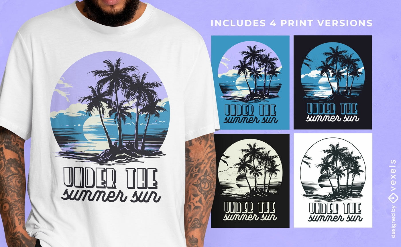 Design de camiseta de praia de verão multicolor