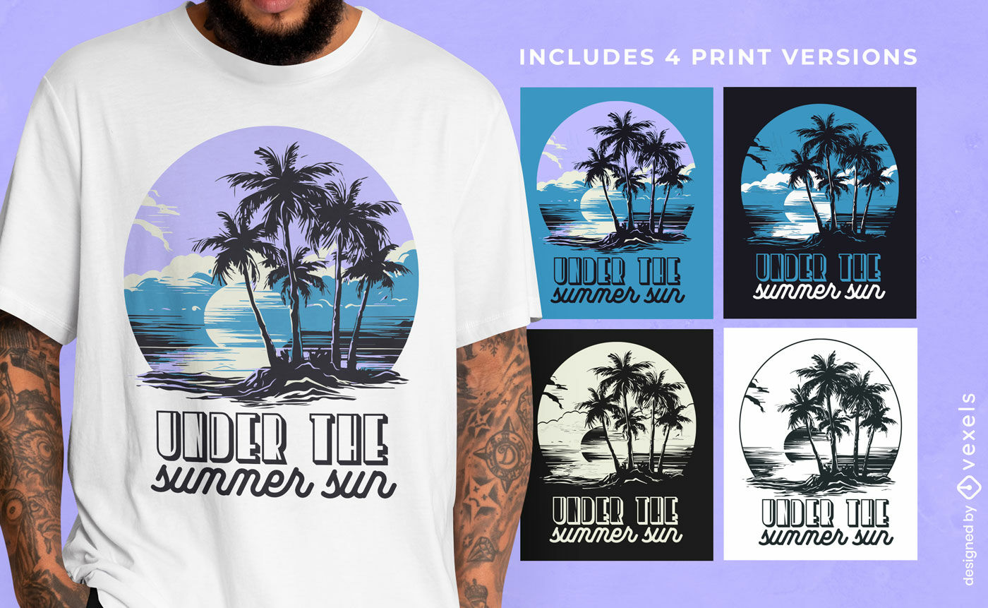 Diseño de camiseta de playa de verano multicolor.