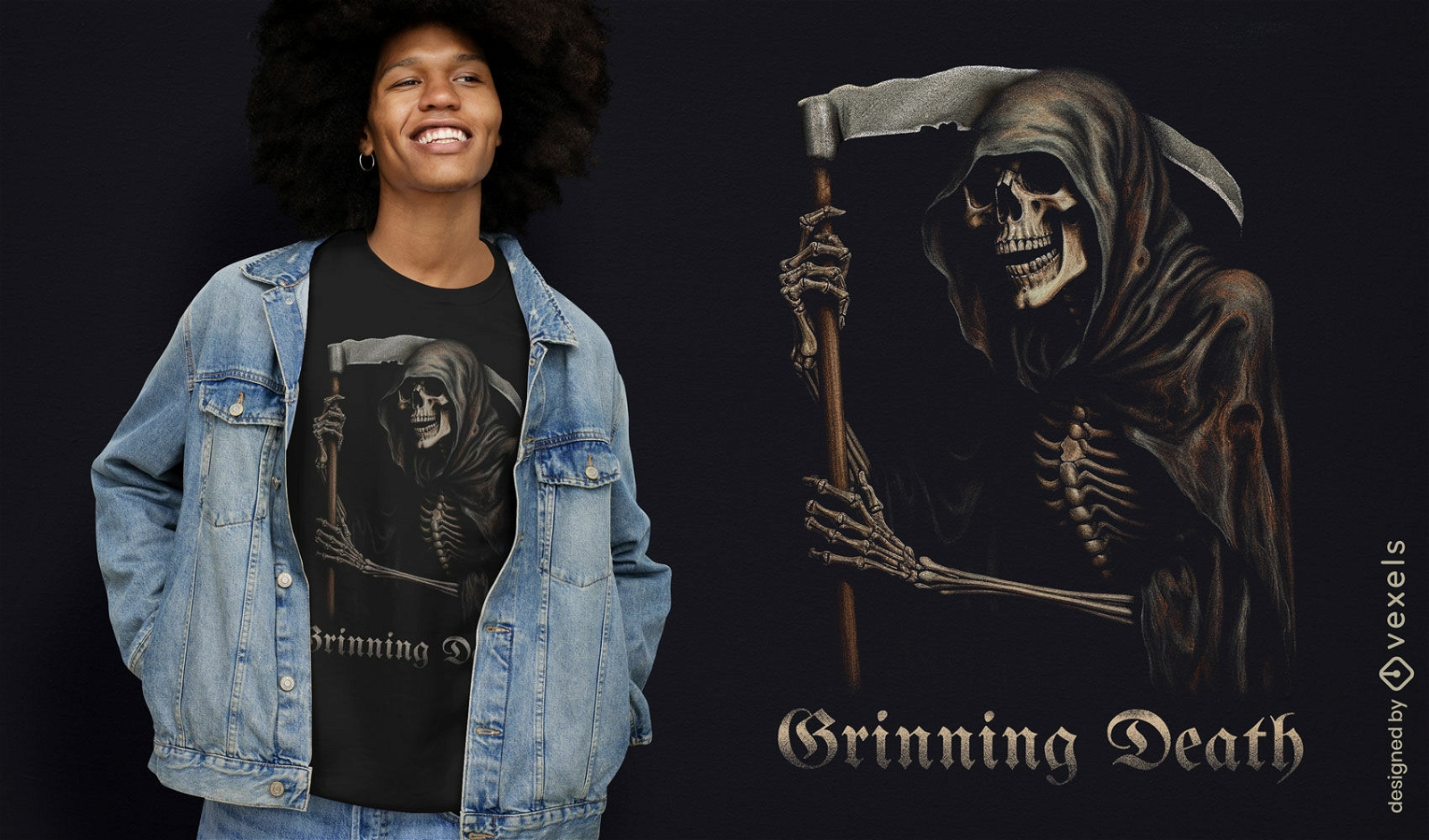 Grim reaper ilustración espeluznante camiseta psd
