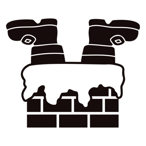 Escena de chimenea divertida con diseño de botas y nieve. Diseño PNG