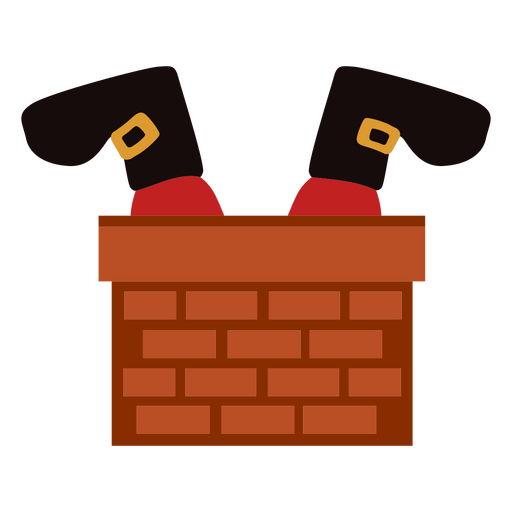 Santa claus boots in a brick chimney PNG Design