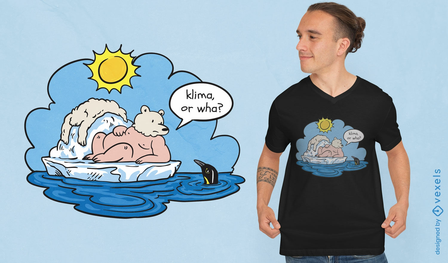 Design de camiseta com urso polar no gelo