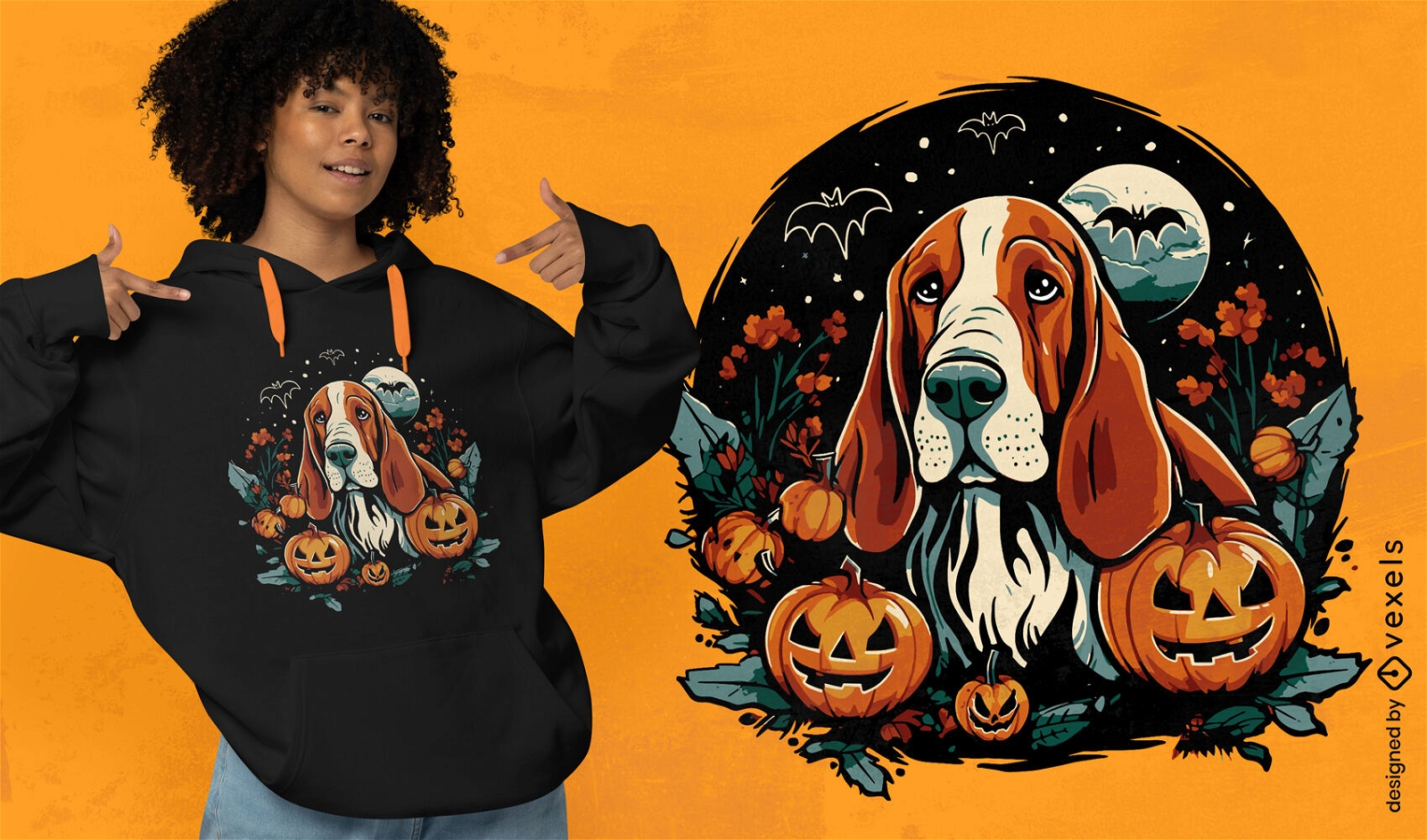 Basset hound halloween t-shirt design