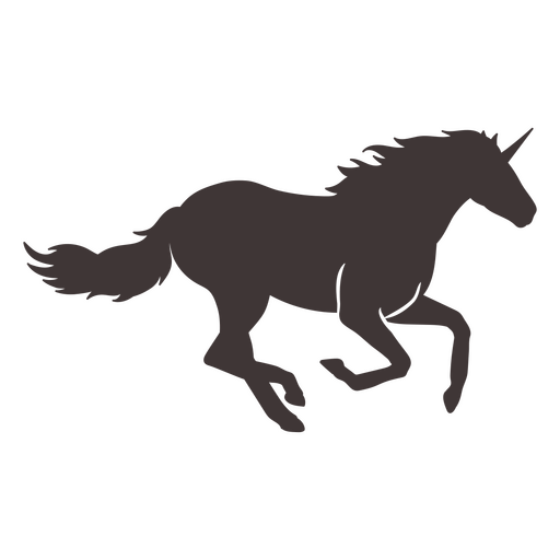 Elegante diseño de silueta de unicornio negro. Diseño PNG