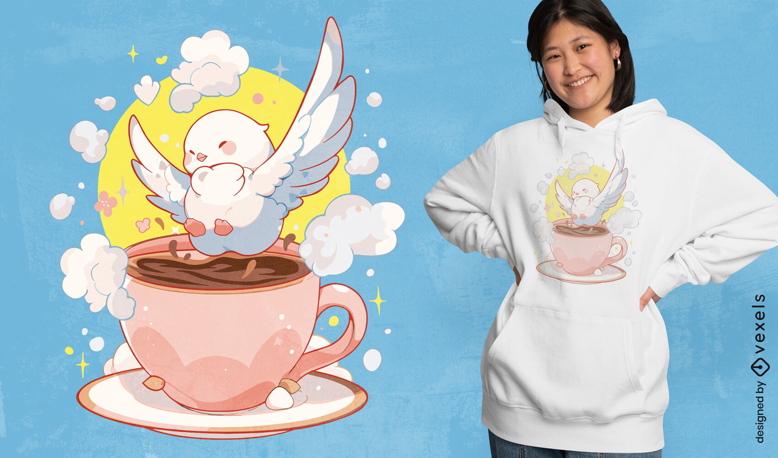 Dove on coffee cup t-shirt design