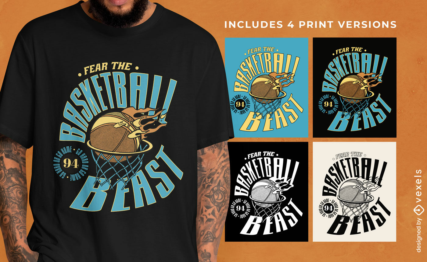 Baloncesto deporte camiseta diseño múltiples versiones.