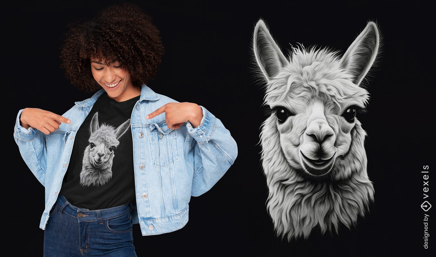 Llama head realistic t-shirt design