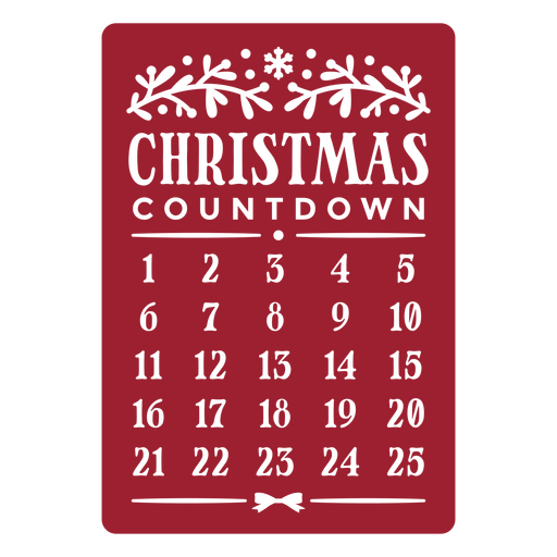 Calendário de contagem regressiva de Natal em um fundo vermelho Desenho PNG