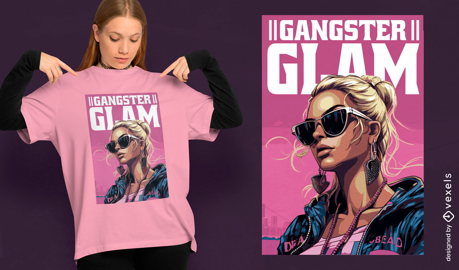 Diseño de camiseta gángster glam