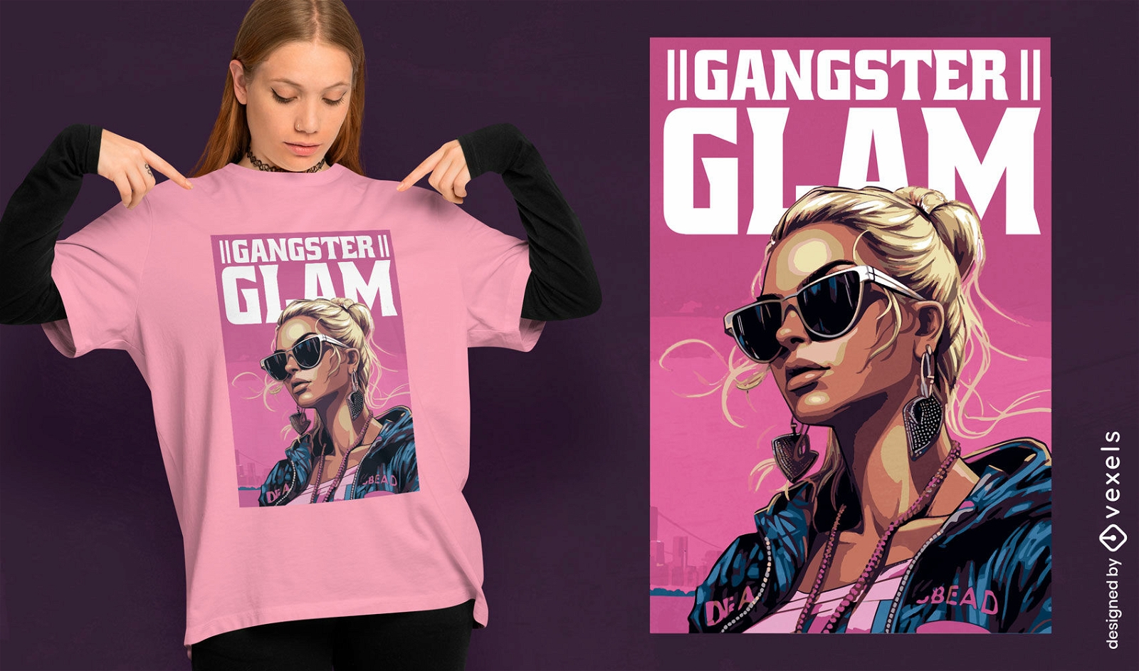 Gangster-Glamour-T-Shirt-Design - Vektor Download