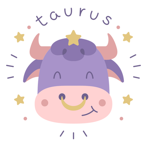 Desenho animado fofo de um touro de Touro com estrelas divertidas. Desenho PNG