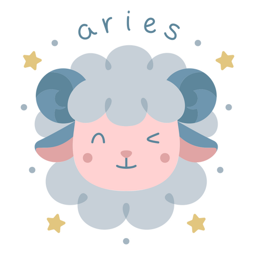 Cute sheep with the word aries on it PNG Design