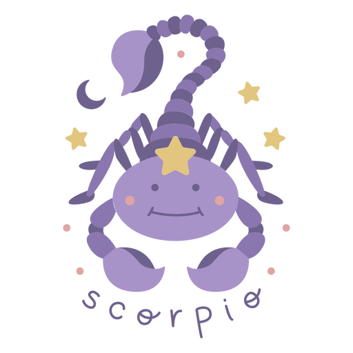 Escorpião roxo com uma estrela na cabeça Desenho PNG