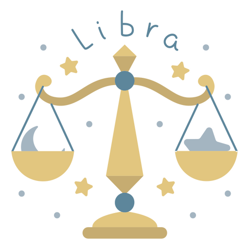 The zodiac sign libra with a moon and stars on the scales PNG Design