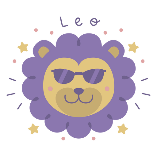 Verspieltes Löwenmotiv mit Sonnenbrille für das Sternzeichen Löwe PNG-Design