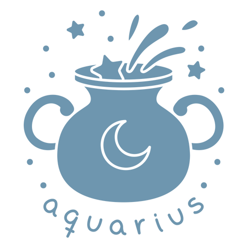 Diseño del signo zodiacal Acuario con estrellas y elementos de salpicaduras Diseño PNG