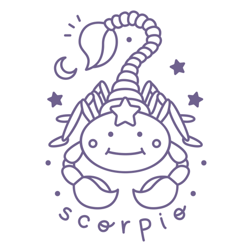 Ilustração fofa do signo de Escorpião Desenho PNG