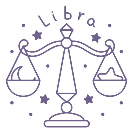 Ilustración de balanza astrológica con estrellas y elementos lunares para diseño de camiseta. Diseño PNG