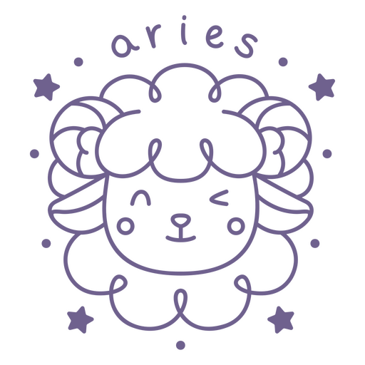 Design fofo de ovelha de Áries com elementos lúdicos. Desenho PNG