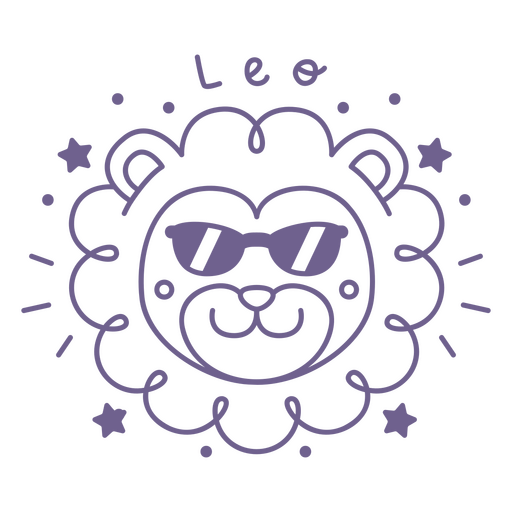 Playful leo lion illustration with sunglasses PNG Design