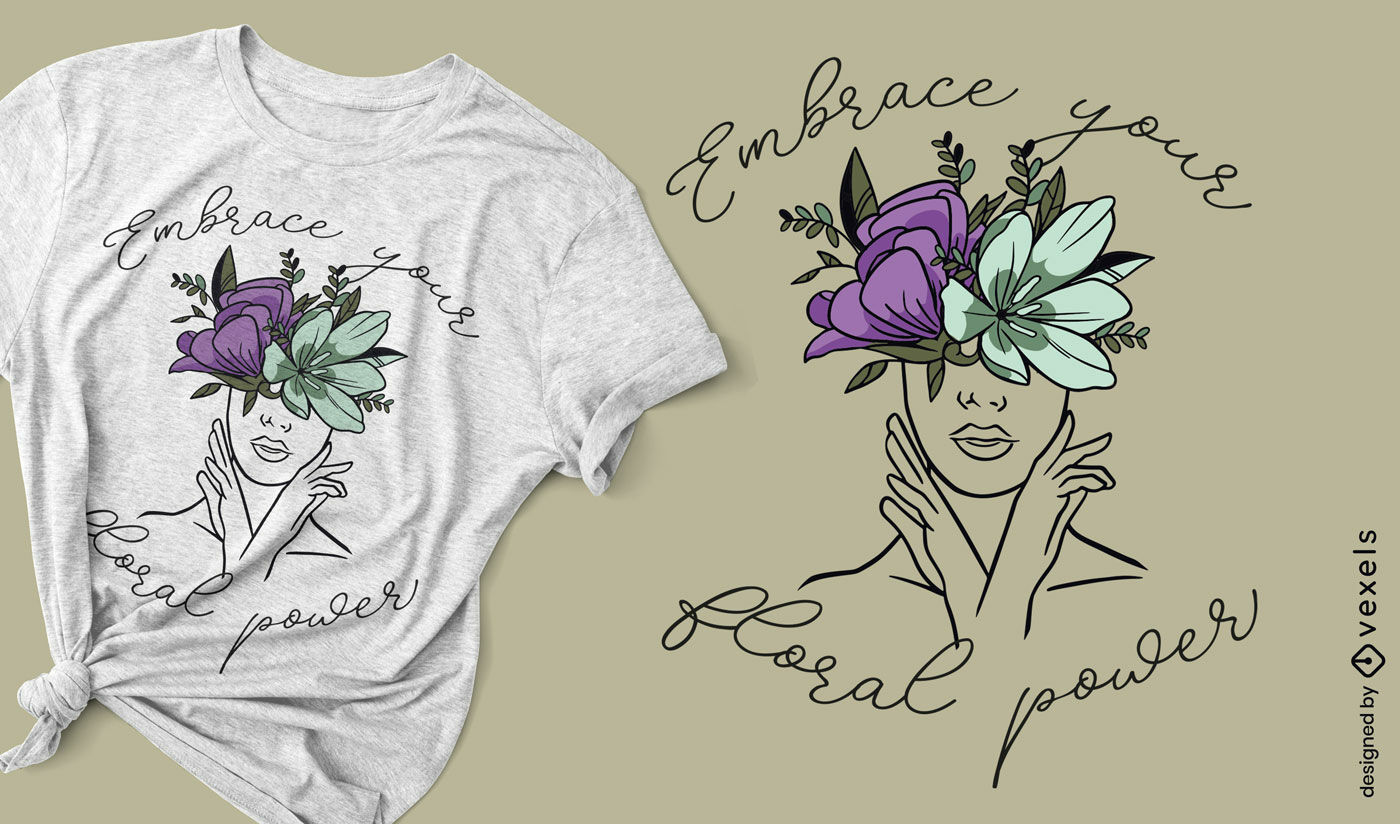 Diseño de camiseta de poder floral.