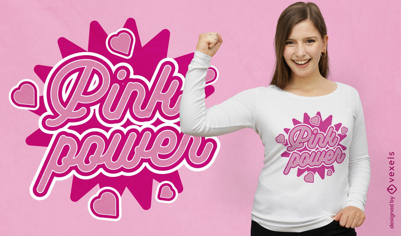 Diseño de camiseta de feminismo de poder rosa.