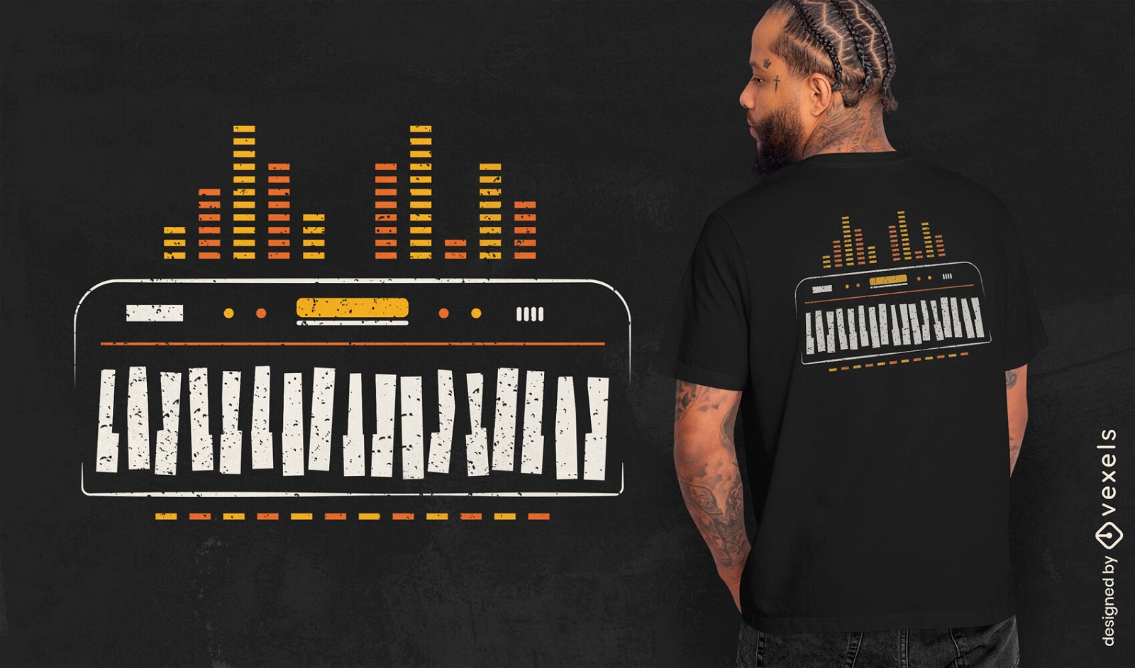 Diseño de camiseta de órgano electrónico.
