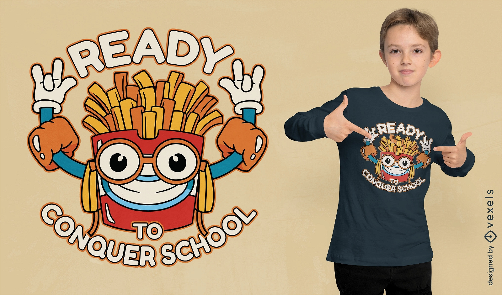Lustiges T-Shirt-Design mit Cartoon-Pommes-Frites