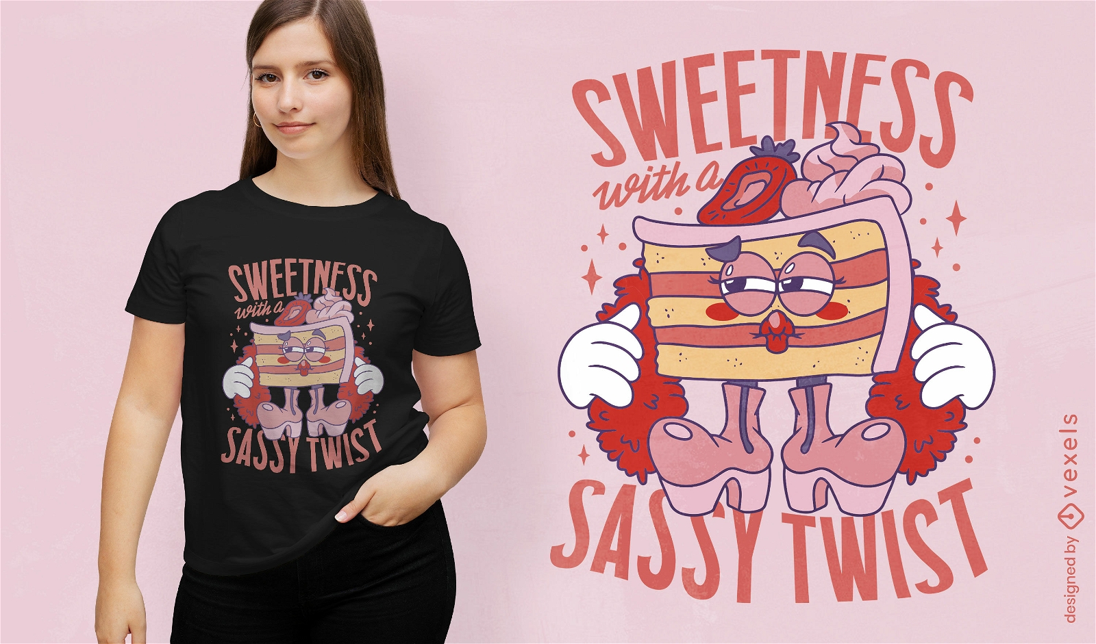 Pink strawberry cake t-shirt design