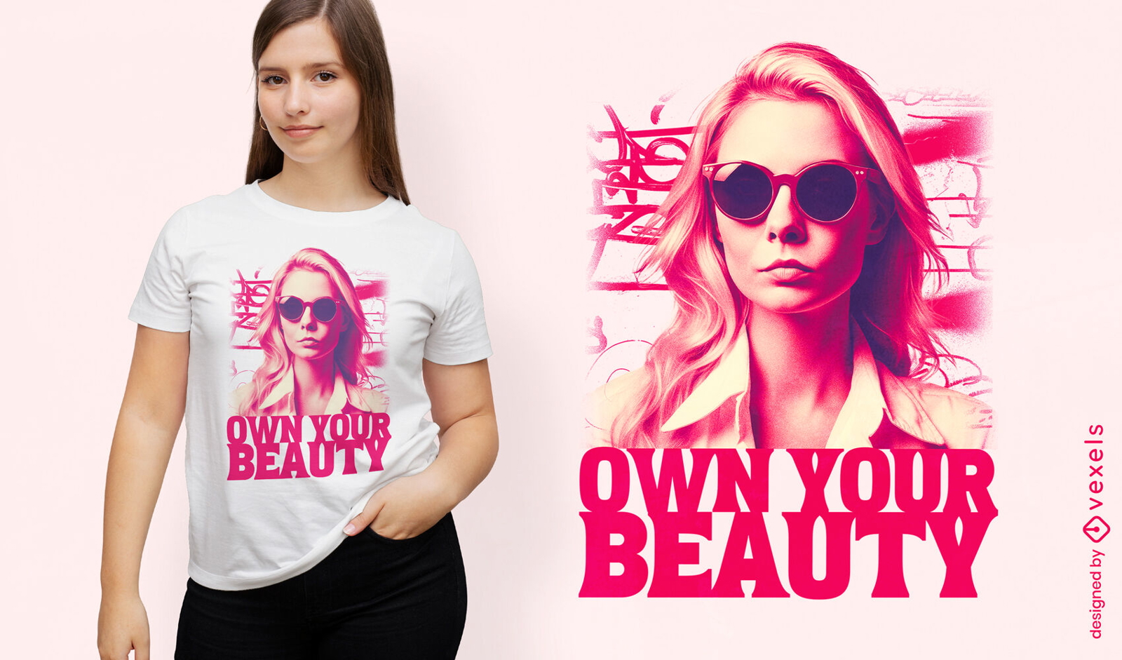 Pretty blonde girl with glasses t-shirt psd